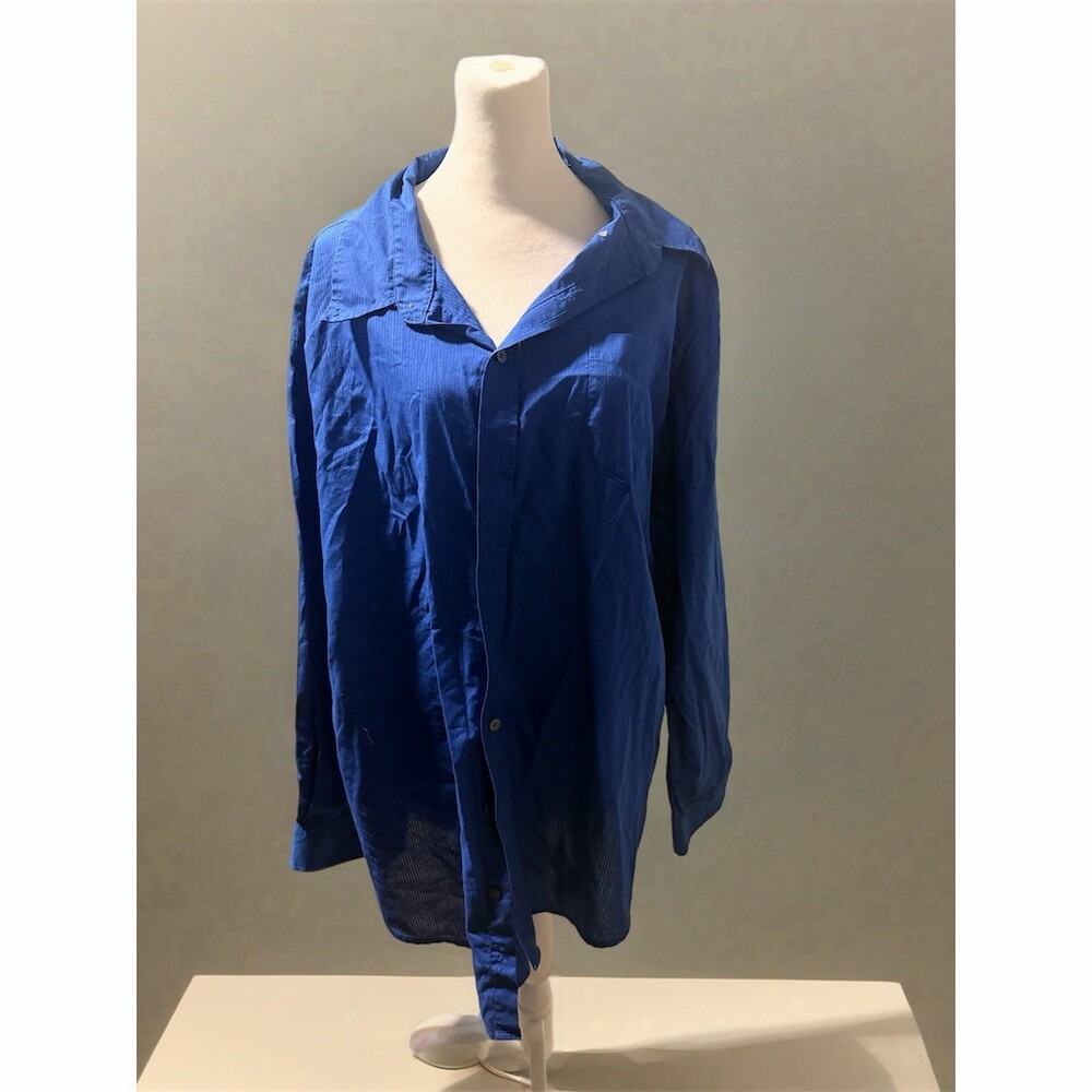 Croft & Barrow Shirt Mens 2XL Blue Striped Button Front Long Sleeve